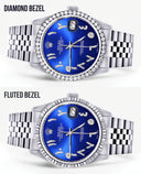 Diamond Mens Rolex Datejust Watch 16200 | 36Mm | Royal Blue Arabic Diamond Dial | Jubilee Band