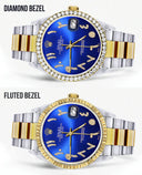 Gold & Steel Rolex Datejust Watch 16233 for Men | 36Mm | Royal Blue Arabic Diamond Dial | Oyster Band