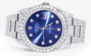 Iced Out Rolex Datejust 36 MM | Stainless Steel | 16.5 Carats of Diamonds | Blue Diamond Dial | Oyster Band | Model 116200