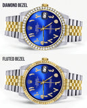 Gold & Steel Rolex Datejust Watch 16233 for Men  | 36Mm | Royal Blue Arabic Diamond Dial | Jubilee Band