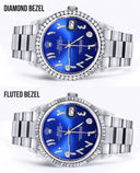 Diamond Mens  Rolex Datejust Watch 16200 | 36Mm | Royal Blue Arabic Diamond Dial | Oyster Band