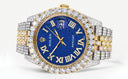 Diamond Iced Out Rolex Datejust 41 | 25 Carats Of Diamonds | Custom Blue Text Pattern Dial | Two Tone | Jubilee Band