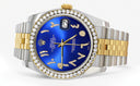 New Style | Hidden Clasp | Gold & Steel Rolex Datejust Watch | 36Mm | Royal Blue Arabic Diamond Dial | Jubilee Band