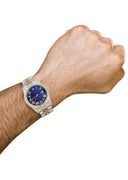Iced Out Rolex Datejust 36 MM | Two Tone | 10 Carats of Diamonds | Blue Roman Diamond Dial