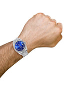 New Style | Hidden Clasp | Diamond Rolex Datejust Watch | 36Mm | Royal Blue Arabic Diamond Dial | Jubilee Band