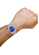 Mens Rolex Datejust Watch 16200 | 36Mm | Royal Blue Arabic Diamond Dial | Two Row 4.25 Carat Bezel | Jubilee Band