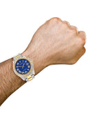 Rolex Datejust II Watch | 41 MM | 18K Yellow Gold & Stainless Steel | Custom Blue Text Pattern Roman Dial | Oyster Band