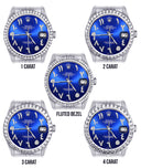 Diamond Mens Rolex Datejust Watch 16200 | 36Mm | Royal Blue Arabic Diamond Dial | Jubilee Band