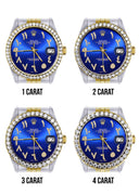 New Style | Hidden Clasp | Gold & Steel Rolex Datejust Watch | 36Mm | Royal Blue Arabic Diamond Dial | Jubilee Band