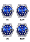 New Style | Hidden Clasp | Diamond Rolex Datejust Watch | 36Mm | Royal Blue Arabic Diamond Dial | Jubilee Band
