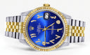Womens Rolex Datejust Watch 16233 Two Tone | 36Mm | Blue Arabic Dial | Fluted Bezel | Jubilee Band