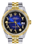 Mens Rolex Datejust Watch 16233 Two Tone | 36Mm | Blue Black Arabic Dial | Jubilee Band