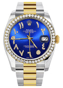 New Style | Gold & Steel Rolex Datejust Watch | 36Mm | Blue Arabic Diamond Dial | Oyster Band