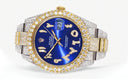 Diamond Iced Out Rolex Datejust 41 | 25 Carats Of Diamonds | Custom Blue Arabic Numeral Diamond Dial | Two Tone | Two Row |  Oyster Band