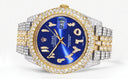 Diamond Iced Out Rolex Datejust 41 | 25 Carats Of Diamonds | Custom Blue Arabic Numeral Diamond Dial | Two Tone | Two Row | Jubilee Band