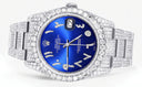 Iced Out Rolex Datejust 36 MM | Stainless Steel | 10 Carats of Diamonds | Blue Arabic Diamond Dial | Oyster Band
