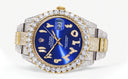 Diamond Iced Out Rolex Datejust 41 | 25 Carats Of Diamonds | Custom Blue Arabic Numeral Diamond Dial | Two Row | Oyster Band