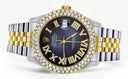 Diamond Gold Rolex Watch For Women 16233 | 36Mm | Blue Black Roman Numeral Dial | Two Row 4.25 Carat Bezel | Jubilee Band