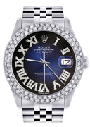 Mens Rolex Datejust Watch 16200 | 36Mm | Blue Black Roman Numeral Dial | Two Row 4.25 Carat Beze l Jubilee Band