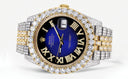 Diamond Iced Out Rolex Datejust 41 | 25 Carats Of Diamonds | Custom Blue Black Roman Numeral Diamond Dial | Two Tone | Jubilee Band