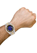 Diamond Iced Out Rolex Datejust 41 | 25 Carats Of Diamonds | Custom Blue Black Roman Numeral Diamond Dial | Two Tone | Jubilee Band