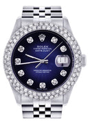 Mens Rolex Datejust Watch 16200 | 36Mm | Blue Black Dial | Two Row 4.25 Carat Bezel | Jubilee Band