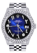 Mens Rolex Datejust Watch 16200 | 36Mm | Blue Black Arabic Diamond Dial | Two Row 4.25 Carat Bezel | Jubilee Band