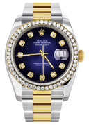 New Style | Diamond Gold Rolex Watch For Men | 36Mm | Blue Black Dial | Oyster Band