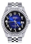 Diamond Mens Rolex Datejust Watch 16200 | 36Mm | Blue Black Arabic Diamond Dial | Jubilee Band