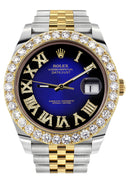 Rolex Datejust II Watch | 41 MM | 18K Yellow Gold & Stainless Steel | Custom Blue Black Roman Dial | Jubilee Band