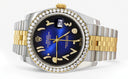 New Style | Hidden Clasp | Gold & Steel Rolex Datejust Watch | 36Mm | Blue Black Arabic Diamond Dial | Jubilee Band