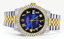 Diamond Gold Rolex Watch For Men 16233 | 36Mm | Blue Black Arabic Diamond Dial | Two Row 4.25 Carat Bezel | Jubilee Band