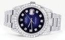 Iced Out Rolex Datejust 36 MM | Stainless Steel | 16.5 Carats of Diamonds | Blue Black Diamond Dial | Oyster Band | Model 116200