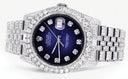 Iced Out Rolex Datejust 36 MM | Stainless Steel | 16.5 Carats of Diamonds | Blue Black Diamond Dial | Jubilee Band | Model 116200
