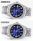 Diamond Mens Rolex Datejust Watch 16200 | 36Mm | Blue Black Arabic Diamond Dial | Jubilee Band