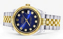 Diamond Gold Rolex Watch | Fluted Bezel | 31MM | Blue Black Diamond Dial | Jubilee Band