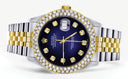 Diamond Gold Rolex Watch For Women 16233 | 36Mm | Blue Black Dial | Two Row 4.25 Carat Bezel | Jubilee Band