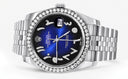 New Style | Hidden Clasp | Diamond Rolex Datejust Watch | 36Mm | Blue Black Arabic Diamond Dial | Jubilee Band