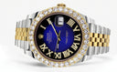 Rolex Datejust II Watch | 41 MM | 18K Yellow Gold & Stainless Steel | Custom Blue Black Roman Dial | Jubilee Band