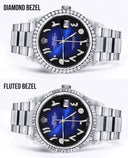 Diamond Mens  Rolex Datejust Watch 16200 | 36Mm | Blue Black Arabic Diamond Dial | Oyster Band