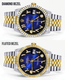 Gold & Steel Rolex Datejust Watch 16233 for Men  | 36Mm | Blue Black Arabic Diamond Dial | Jubilee Band