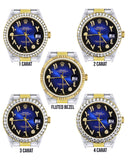 Gold & Steel Rolex Datejust Watch 16233 for Men | 36Mm | Blue Black Arabic Diamond Dial | Oyster Band
