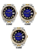 Rolex Datejust II Watch | 41 MM | 18K Yellow Gold & Stainless Steel | Custom Blue Black Roman Dial | Jubilee Band