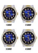 New Style | Hidden Clasp | Gold & Steel Rolex Datejust Watch | 36Mm | Blue Black Arabic Diamond Dial | Jubilee Band