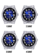 New Style | Hidden Clasp | Diamond Rolex Datejust Watch | 36Mm | Blue Black Arabic Diamond Dial | Jubilee Band