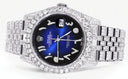 Iced Out Rolex Datejust 36 MM | Stainless Steel | 10 Carats of Diamonds | Blue Black Arabic Diamond Dial | Jubilee Band
