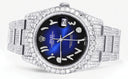 Iced Out Rolex Datejust 36 MM | Stainless Steel | 10 Carats of Diamonds | Blue Black Arabic Diamond Dial | Oyster Band