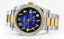 New Style | Gold & Steel Rolex Datejust Watch | 36Mm | Blue Black Arabic Diamond Dial | Oyster Band