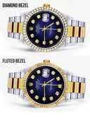 Diamond Gold Rolex Watch For Men 16233 | 36Mm | Blue Dial | Oyster Band
