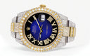 Diamond Iced Out Rolex Datejust 41 | 25 Carats Of Diamonds | Custom Blue Black Roman Numeral Diamond Dial | Two Tone | Two Row | Oyster Band